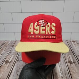 Vintage San Francisco 49ers Snapback Hat Youngan NFL Red Gold USA 90s